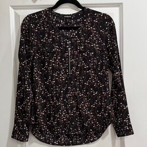 Express Black and Pink Floral Blouse